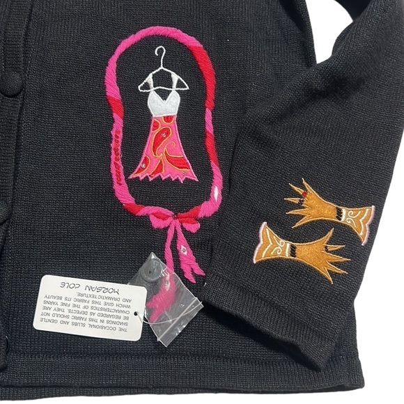 Morgan Cole Vintage Cardigan Black Embroidered- Sequins Size Medium NWT - Picture 5 of 13